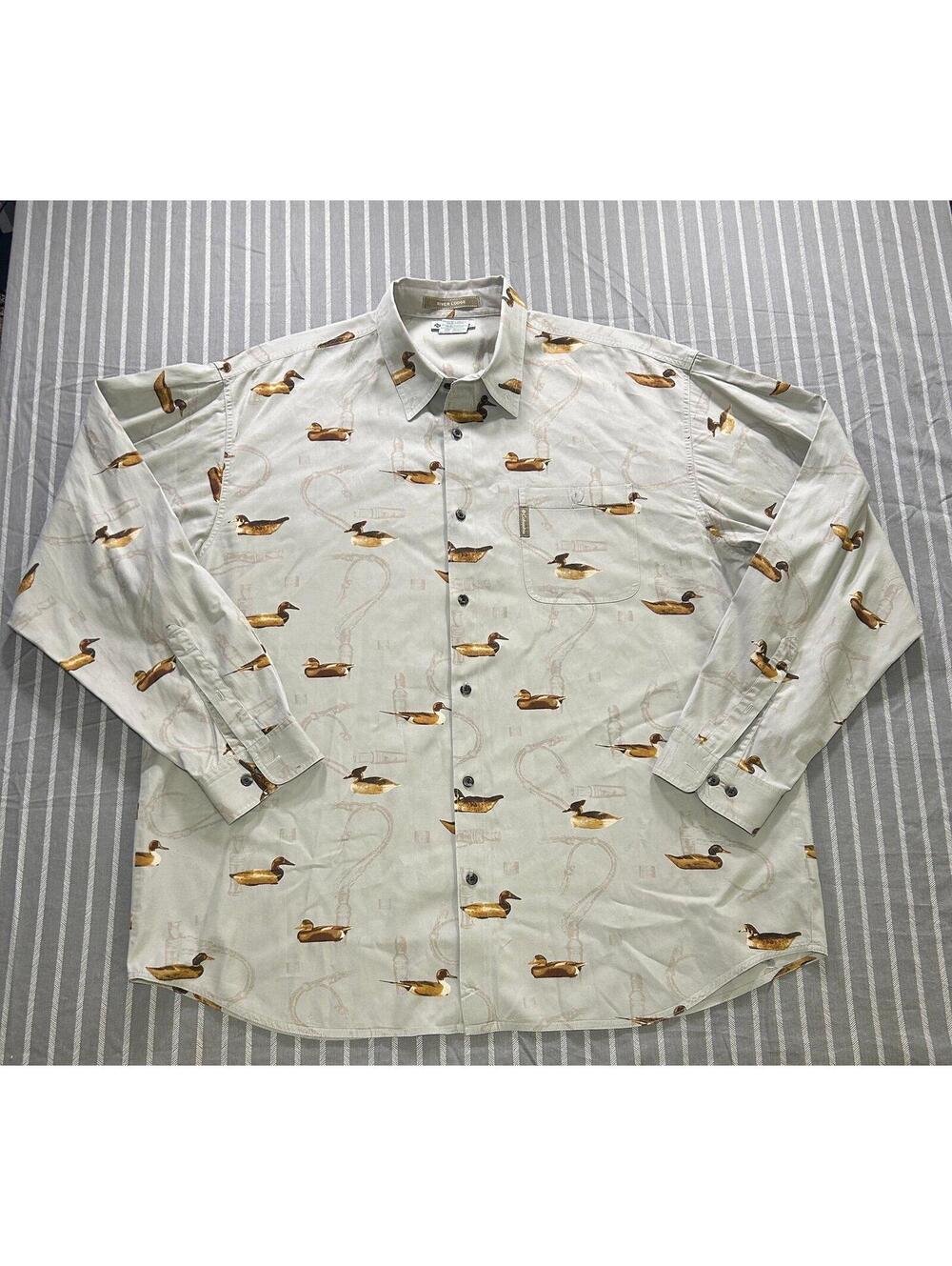 Columbia Sportswear River Lodge long-sleeve button-down shirt duck print Men2XLT